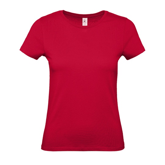 T-Shirt Damski Klasyczny Bawelniany BCTW02T - Deep Red