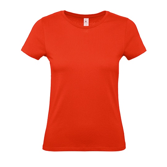 T-Shirt Damski Klasyczny Bawelniany BCTW02T - Fire Red