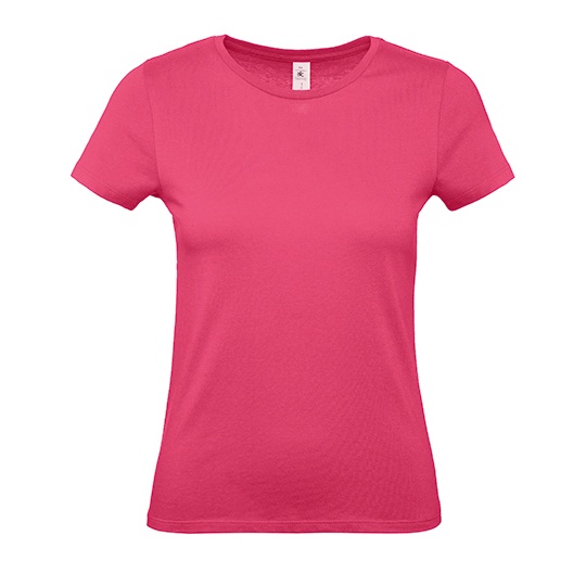 T-Shirt Damski Klasyczny Bawelniany BCTW02T - Fuchsia