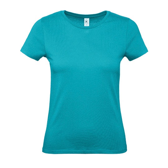 T-Shirt Damski Klasyczny Bawelniany BCTW02T - Real Turquoise