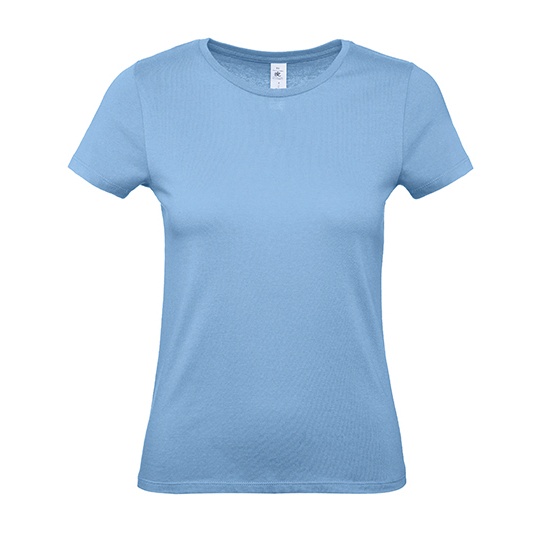 T-Shirt Damski Klasyczny Bawelniany BCTW02T - Sky Blue