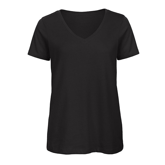 T-shirt damski V-neck klasyczny BCTW045 - Black