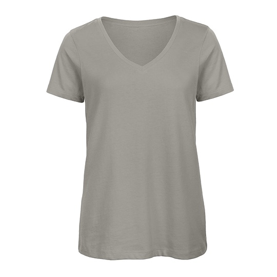 T-shirt damski V-neck klasyczny BCTW045 - Light Grey