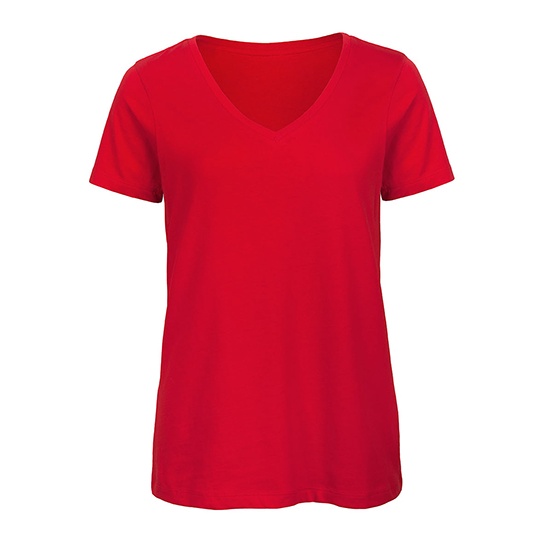 T-shirt damski V-neck klasyczny BCTW045 - Red