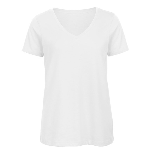 T-shirt damski V-neck klasyczny BCTW045 - White
