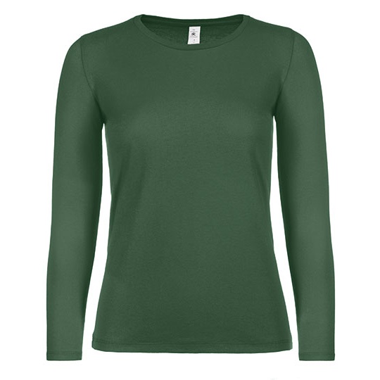 Damski T-shirt Długi Rękaw Klasyczny Bawełna Ring Spun Dekatyzowany BCTW06T - Bottle Green