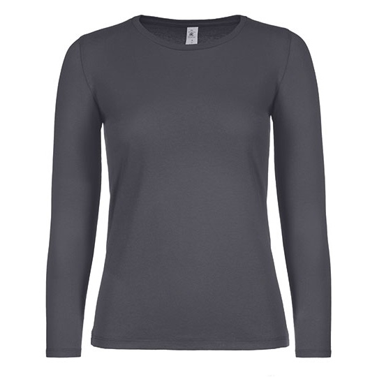 Damski T-shirt Długi Rękaw Klasyczny Bawełna Ring Spun Dekatyzowany BCTW06T - Dark Grey (Solid)