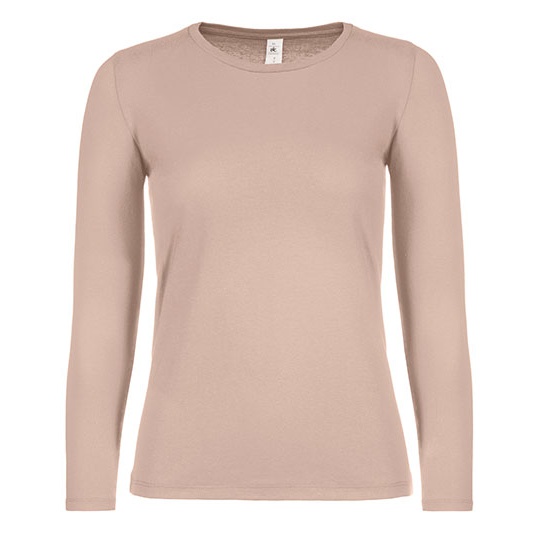 Damski T-shirt Dlugi Rekaw Klasyczny Bawelna Ring Spun Dekatyzowany BCTW06T - Millennial Pink