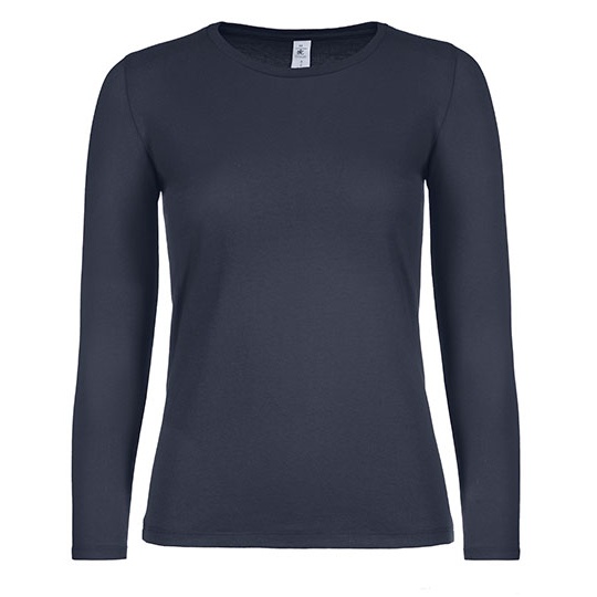 Damski T-shirt Dlugi Rekaw Klasyczny Bawelna Ring Spun Dekatyzowany BCTW06T - Navy