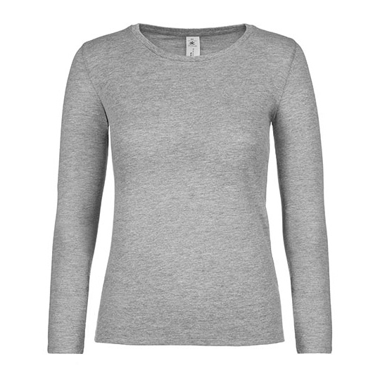 Damski T-shirt Dlugi Rekaw Klasyczny Bawelna Ring Spun Dekatyzowany BCTW06T - Sport Grey (Heather)