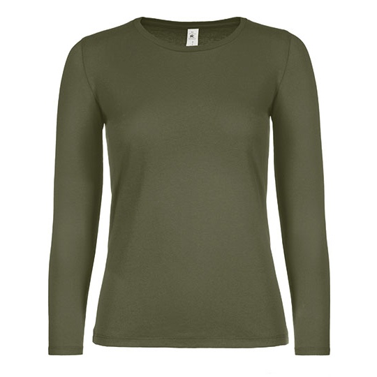 Damski T-shirt Długi Rękaw Klasyczny Bawełna Ring Spun Dekatyzowany BCTW06T - Urban Khaki