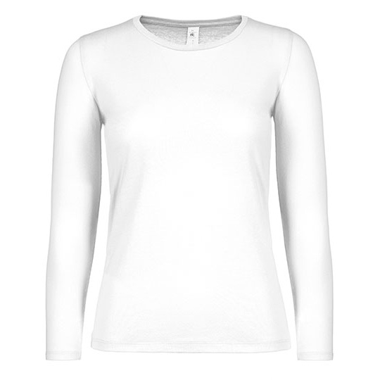 Damski T-shirt Dlugi Rekaw Klasyczny Bawelna Ring Spun Dekatyzowany BCTW06T - White