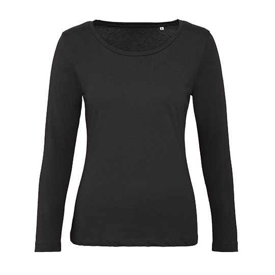 Koszulka Damska Długi Rękaw Bawełna Organiczna BCTW071 - Black