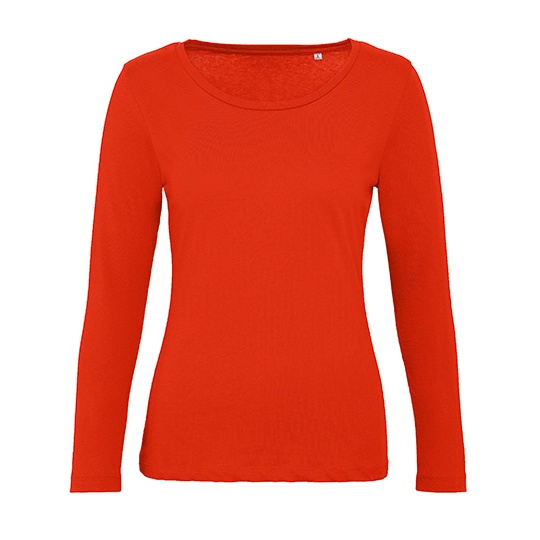 Koszulka Damska Dlugi Rekaw Bawelna Organiczna BCTW071 - Fire Red