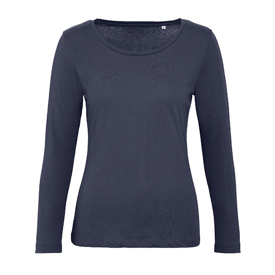 Koszulka Damska Dlugi Rekaw Bawelna Organiczna BCTW071 - Navy Blue