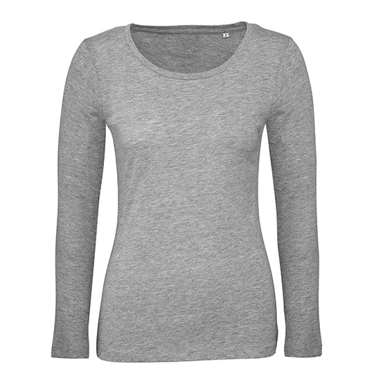 Koszulka Damska Dlugi Rekaw Bawelna Organiczna BCTW071 - Sport Grey (Heather)