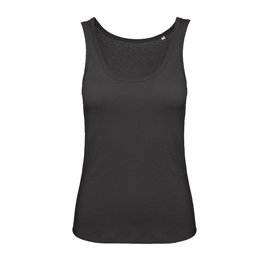 Top Damski Bez Rekawow Bawelniany Czesany BCTW073 - Black