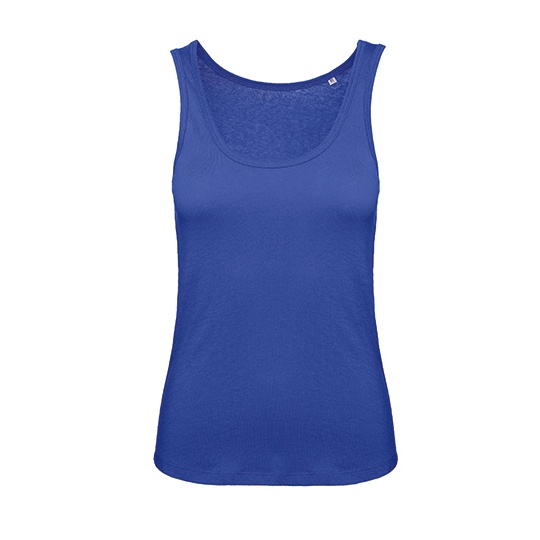 Top Damski Bez Rekawow Bawelniany Czesany BCTW073 - Cobalt Blue