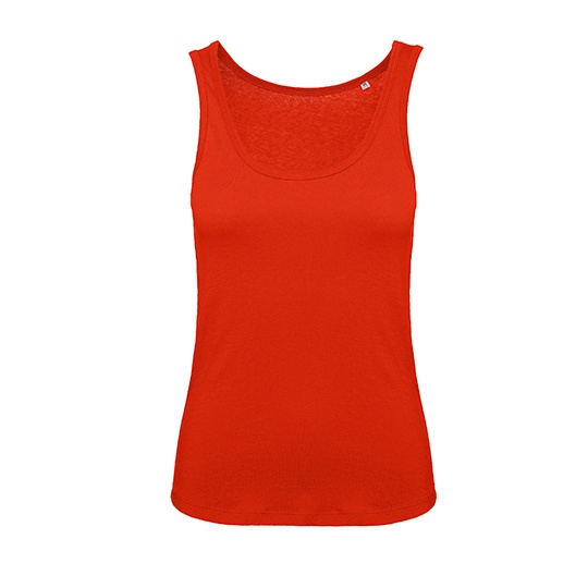 Top Damski Bez Rekawow Bawelniany Czesany BCTW073 - Fire Red