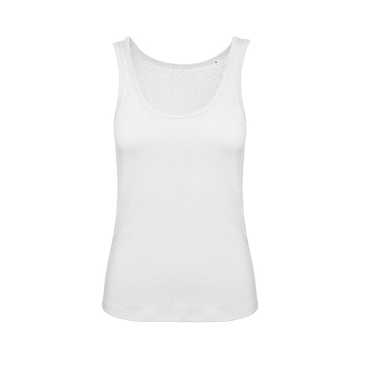 Top Damski Bez Rekawow Bawelniany Czesany BCTW073 - White