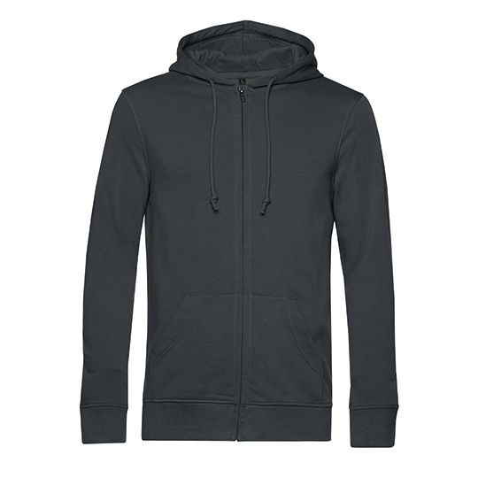 Bluza z Kapturem z Zamkiem Bawelna Organiczna Nieczesana BCWU35B - Asphalt