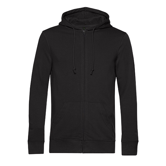 Bluza z Kapturem z Zamkiem Bawelna Organiczna Nieczesana BCWU35B - Black Pure