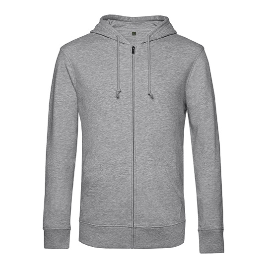 Bluza z Kapturem z Zamkiem Bawełna Organiczna Nieczesana BCWU35B - Heather Grey