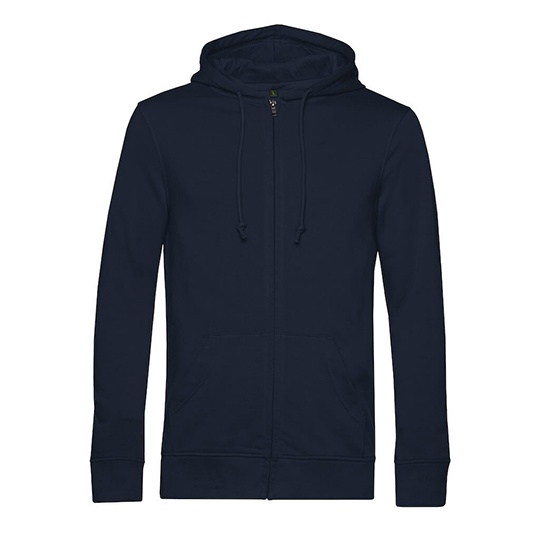 Bluza z Kapturem z Zamkiem Bawelna Organiczna Nieczesana BCWU35B - Navy