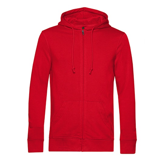 Bluza z Kapturem z Zamkiem Bawełna Organiczna Nieczesana BCWU35B - Red