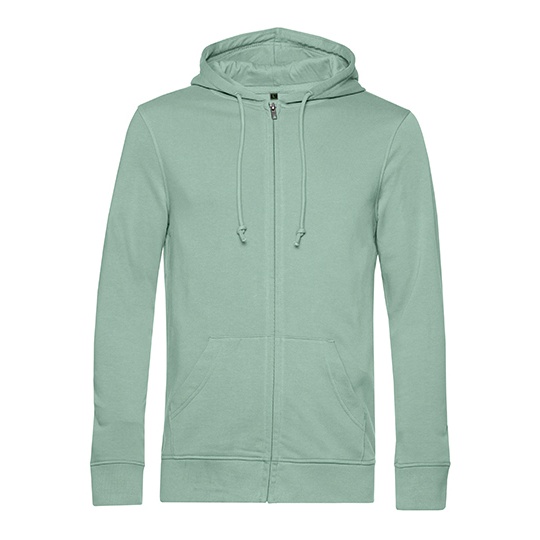 Bluza z Kapturem z Zamkiem Bawelna Organiczna Nieczesana BCWU35B - Sage