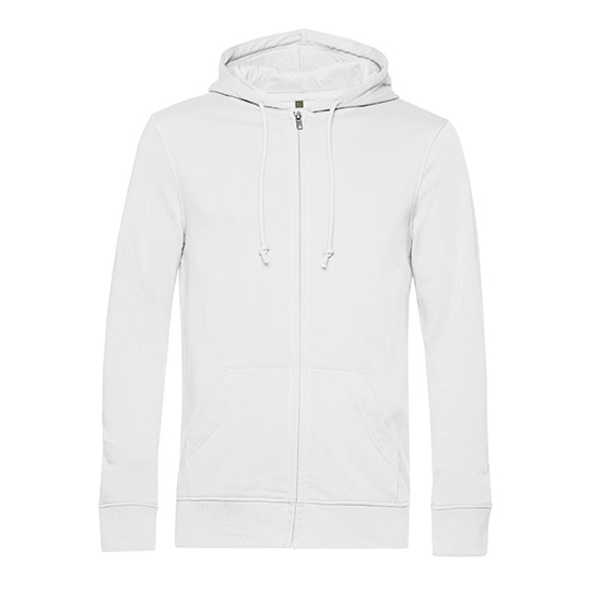 Bluza z Kapturem z Zamkiem Bawełna Organiczna Nieczesana BCWU35B - White