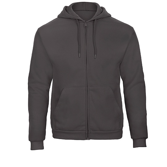Bluza Dresowa Z Kapturem Na Zamek Bawelna Poliester Recykling BCWUI25 - Anthracite