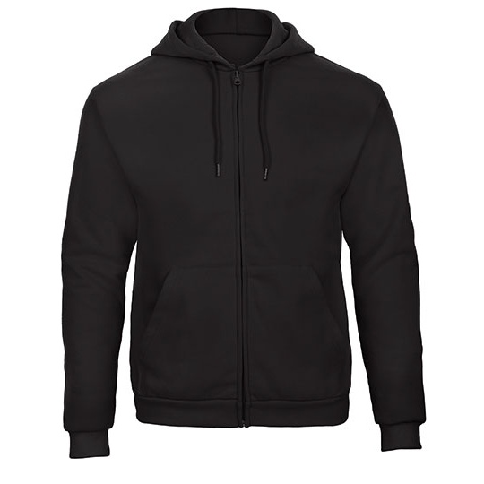 Bluza Dresowa Z Kapturem Na Zamek Bawełna Poliester Recykling BCWUI25 - Black