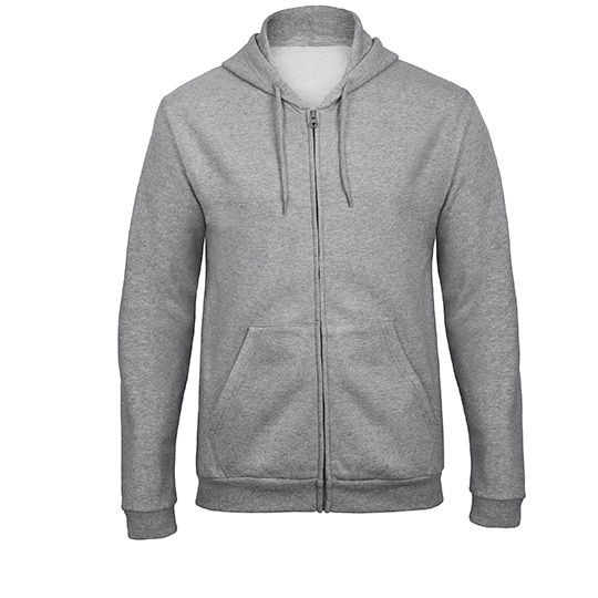 Bluza Dresowa Z Kapturem Na Zamek Bawelna Poliester Recykling BCWUI25 - Heather Grey