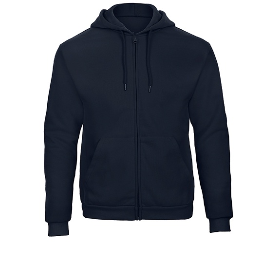 Bluza Dresowa Z Kapturem Na Zamek Bawelna Poliester Recykling BCWUI25 - Navy