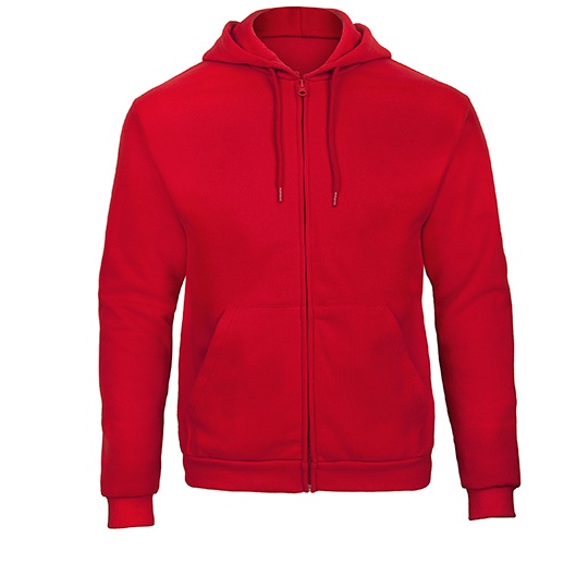 Bluza Dresowa Z Kapturem Na Zamek Bawelna Poliester Recykling BCWUI25 - Red