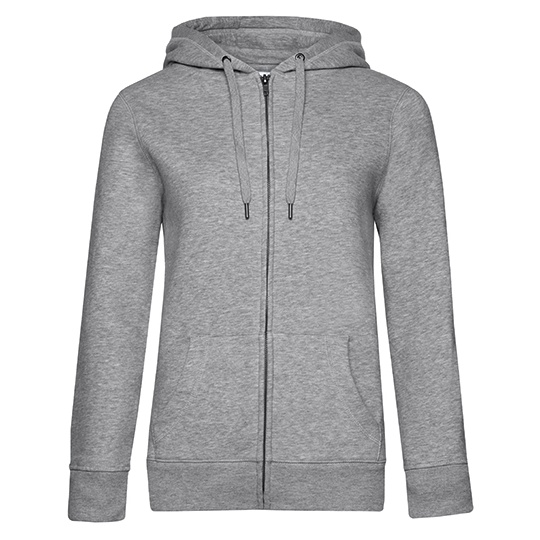 Bluza Damska Z Kapturem Z Zamkiem Wstepnie Prana Bawelniana BCWW03Q - Heather Grey