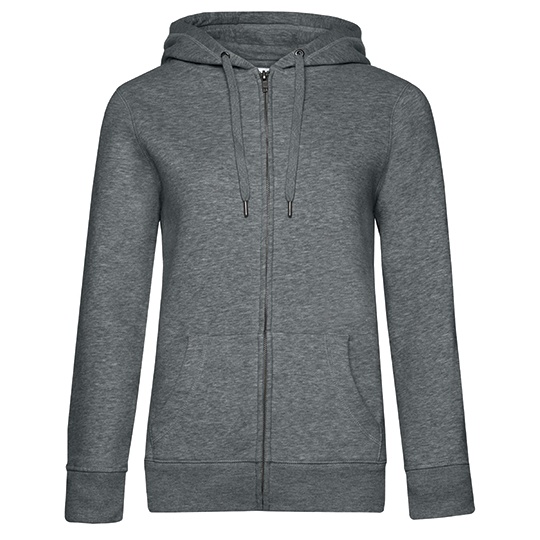 Bluza Damska Z Kapturem Z Zamkiem Wstepnie Prana Bawelniana BCWW03Q - Heather Mid Grey