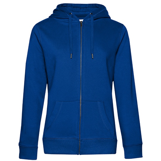 Bluza Damska Z Kapturem Z Zamkiem Wstepnie Prana Bawelniana BCWW03Q - Royal