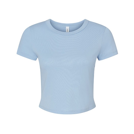 T-shirt Damski Crop Slim Prazkowany Bawelna BL1010 - Solid Baby Blue Blend