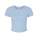 T-shirt Damski Crop Slim Prazkowany Bawełna BL1010 - Solid Baby Blue Blend