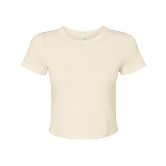 T-shirt Damski Crop Slim Prazkowany Bawełna BL1010 - Solid Natural Blend