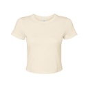 T-shirt Damski Crop Slim Prazkowany Bawełna BL1010 - Solid Natural Blend