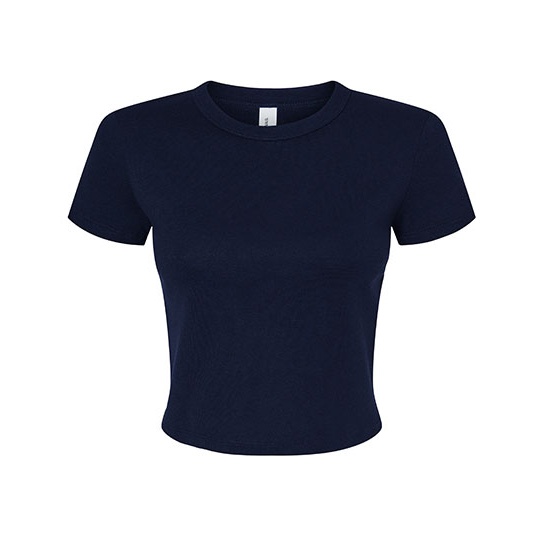 Damski prążkowany t-shirt crop slim BL1010 - Solid Navy Blend