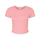 T-shirt Damski Crop Slim Prazkowany Bawełna BL1010 - Solid Pink Blend