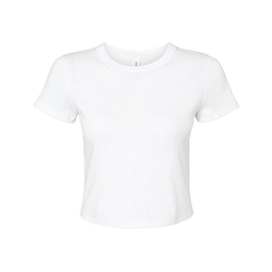 T-shirt Damski Crop Slim Prazkowany Bawelna BL1010 - Solid White Blend