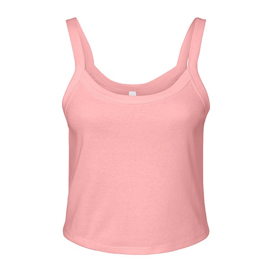 Top Damski Slim Prazkowany Bawelniany BL1012 - Solid Pink Blend