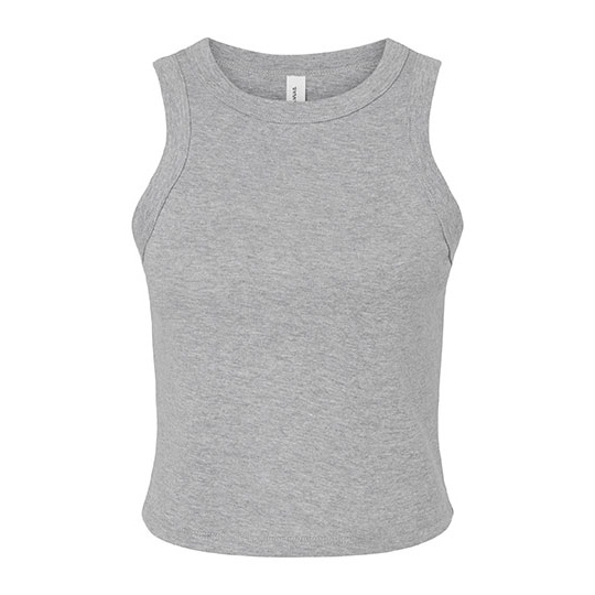 Top Damski Crop Slim Fit bez Rekawow Prazkowany z Czesanej Bawelny BL1019 - Athletic Heather