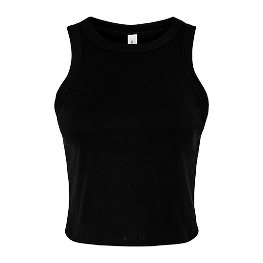 Top Damski Crop Slim Fit bez Rekawow Prazkowany z Czesanej Bawelny BL1019 - Solid Black Blend