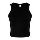 Top Damski Crop Slim Fit bez Rekawow Prazkowany z Czesanej Bawelny BL1019 - Solid Black Blend